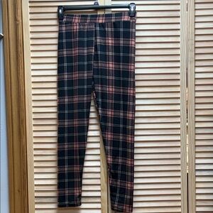 Shosho Black and Orange Plaid Leggings